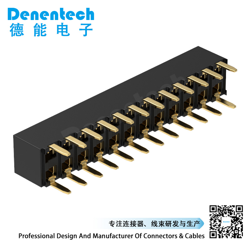 Denentech top quality 2.54MM female header H5.0MM dual row straight button entry gold plated female header
