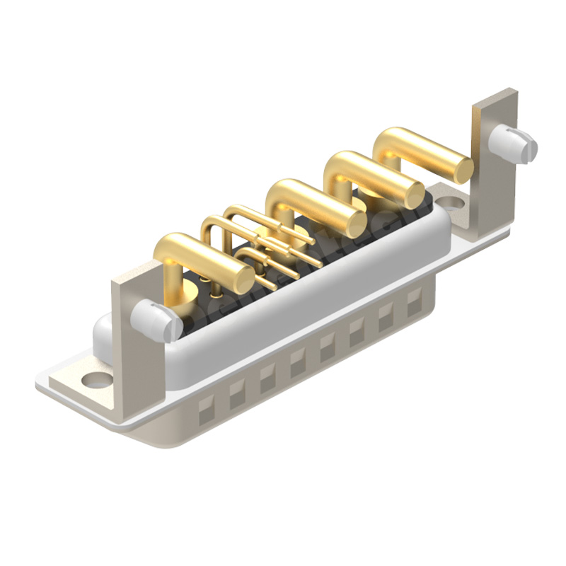 Denentech waterproof connector 9W4 high power DB connector male right angle DIP with bracket pcb power connector d-sub connector