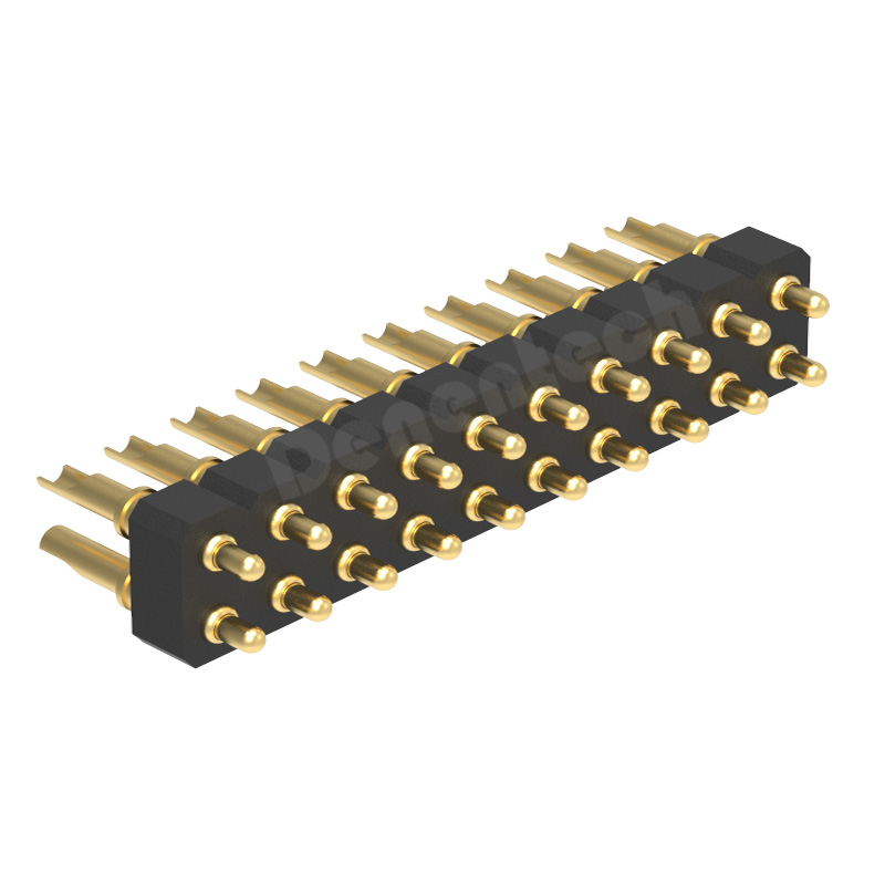 Denentech customized 3.0MM dual row H2.5MM solder type male pogo pin connector