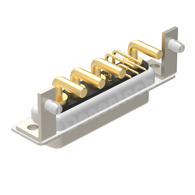 Denentech high quality 9W4 high power DB connector female right angle DIP with bracket power supply connector pcb d-sub connector