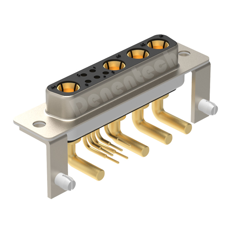 Denentech high quality 9W4 high power DB connector female right angle DIP with bracket power supply connector pcb d-sub connector