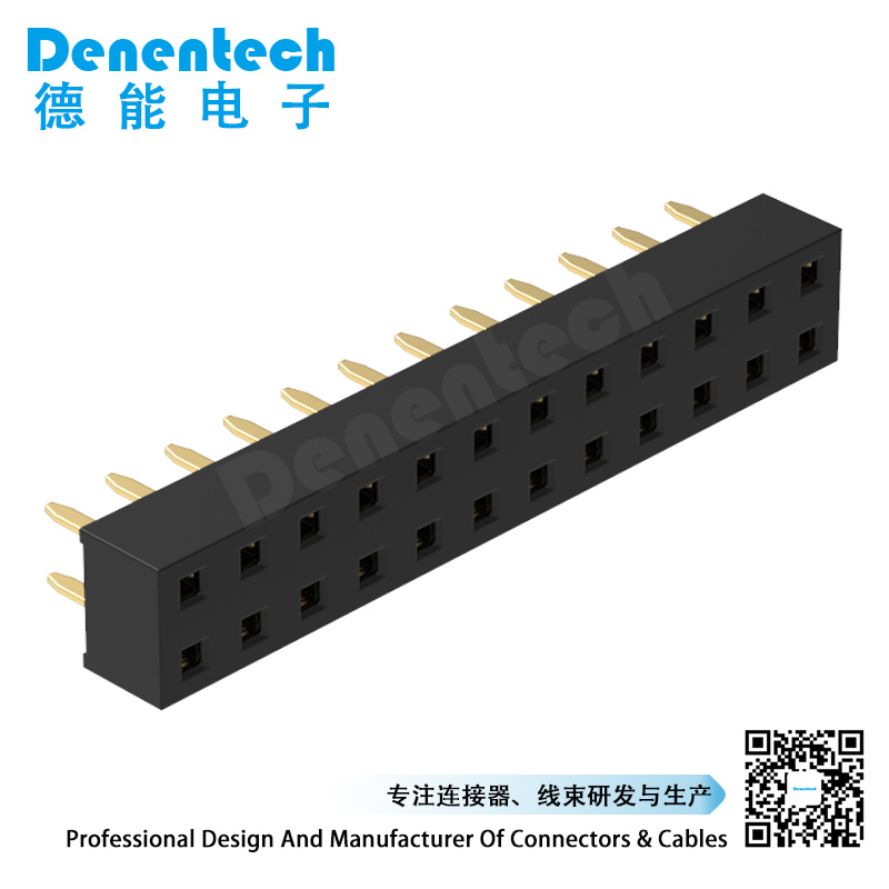 Denentech best selling 2.54MM female header H3.5MM dual row straight dip female header