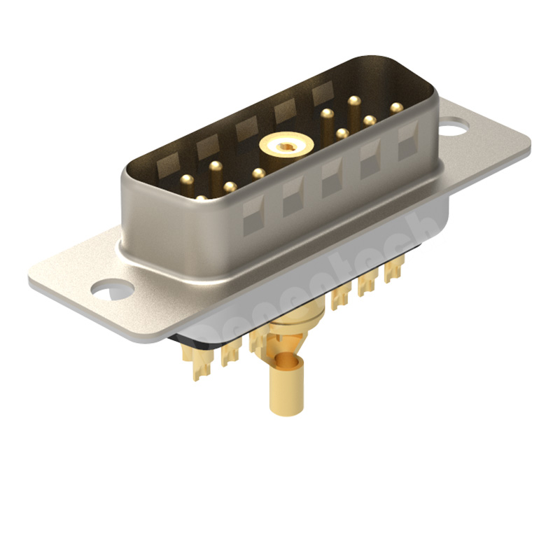 Denentech Solid pin gold-plated 11W1 high power DB connector male coaxial power supply connector solder d-sub connector