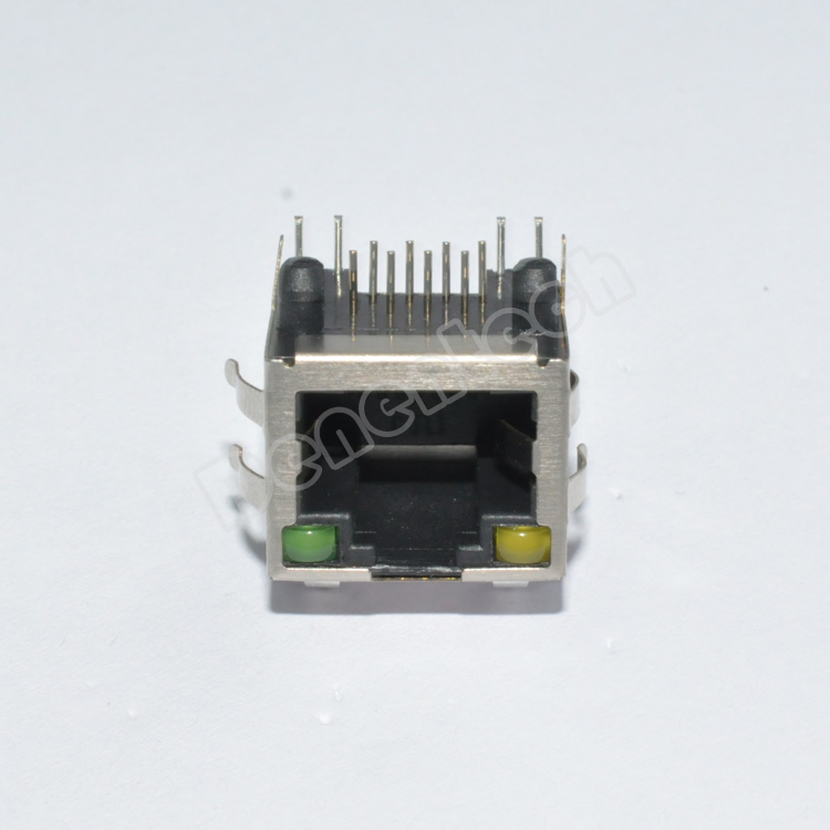 Denentech RJ45 Connector 8P8C Right Angle DIP H13.10 LED ethernet rj45 connector With Shrapnel