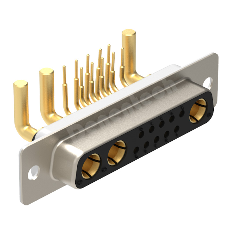 Denentech Industrial grade 13W3 high power DB connector female right angle DIP with bracket 3 pin power connector d-sub connectors