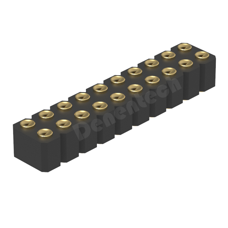 Denentech customized 3.0MM H4.0MM dual row concave female straight SMT pogo pin connector