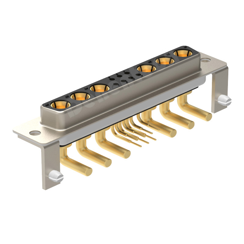 Denentech Gold plated D-sub 13W6 high power DB connector female right angle DIP electrical power d-sub connectors