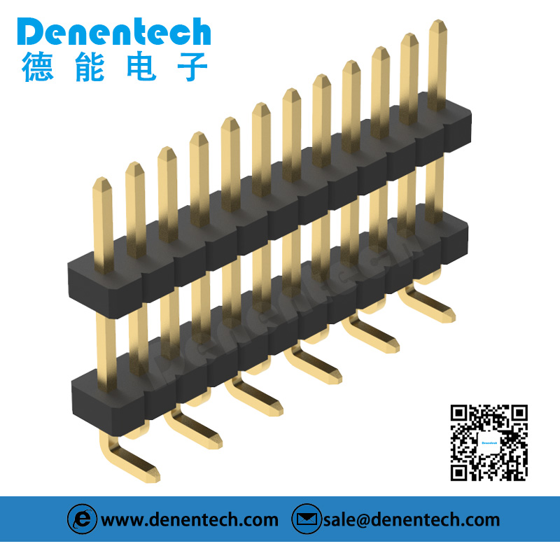 Denentech 1.27mm pin header single row dual plastic straight SMT with peg