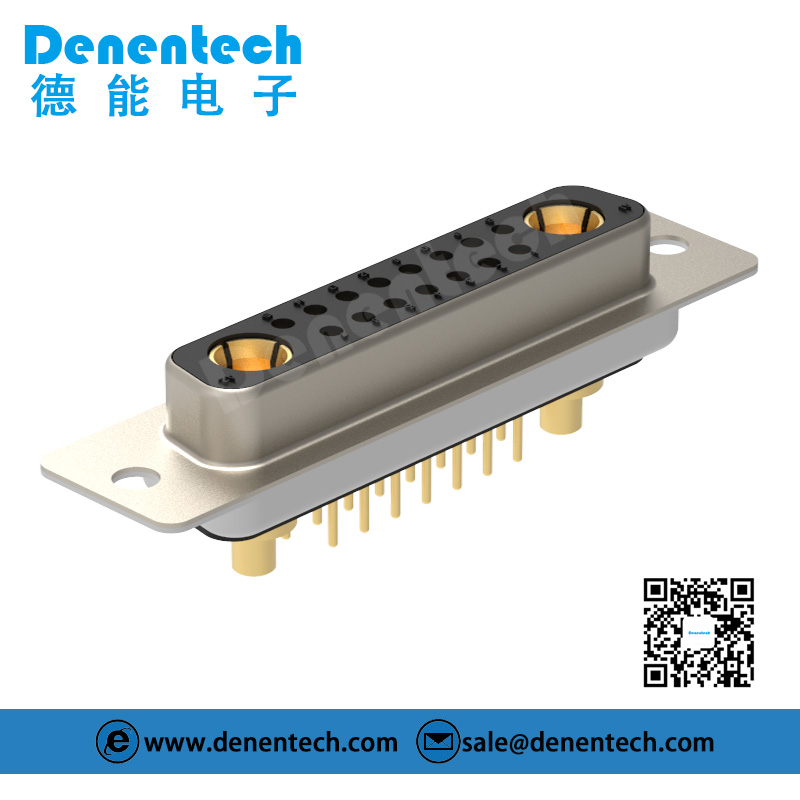 Denentech 17W2 high power DB connector female straight DIP 2 pin power connector d-sub connectors