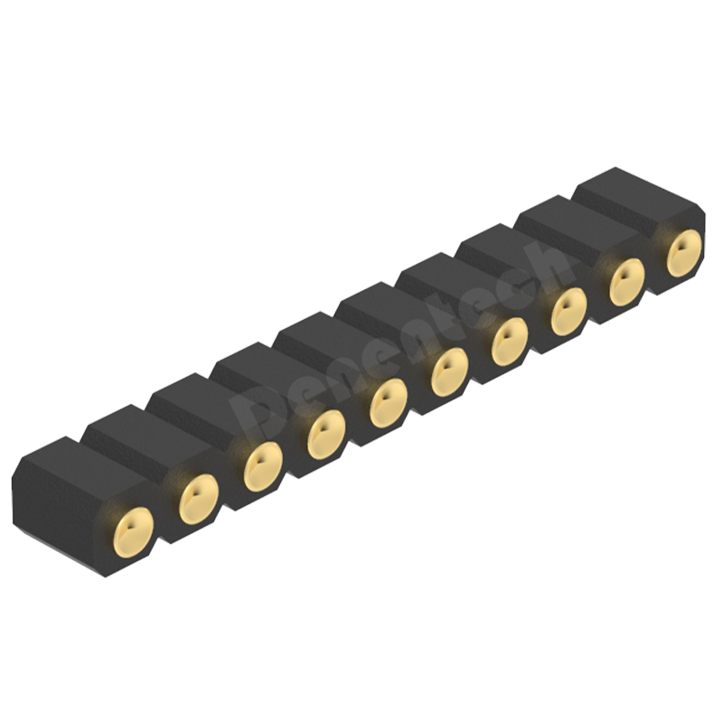 Denentech high quality 3.0mm pitch H4.0 single row female straight SMT concave pogo pin connector