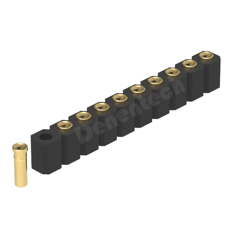 Denentech high quality 3.0mm pitch H4.0 single row female straight SMT concave pogo pin connector