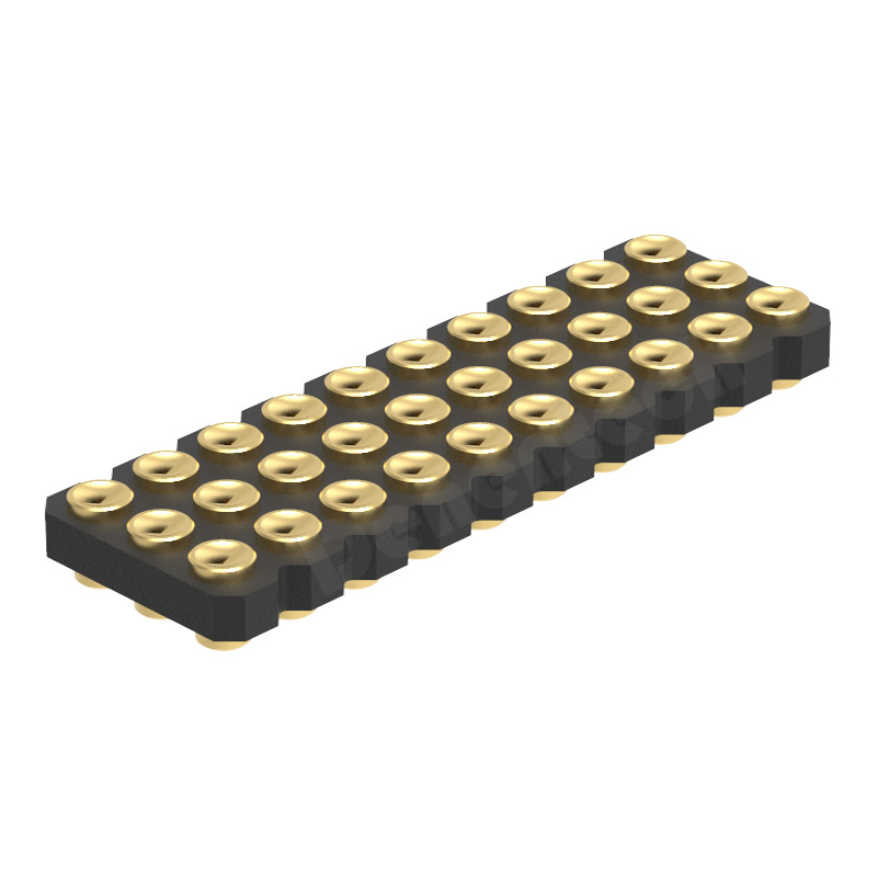 Denentech Factory direct 2.00MM spring pin H1.27 three rows female 180 degree SMT concave pogopin