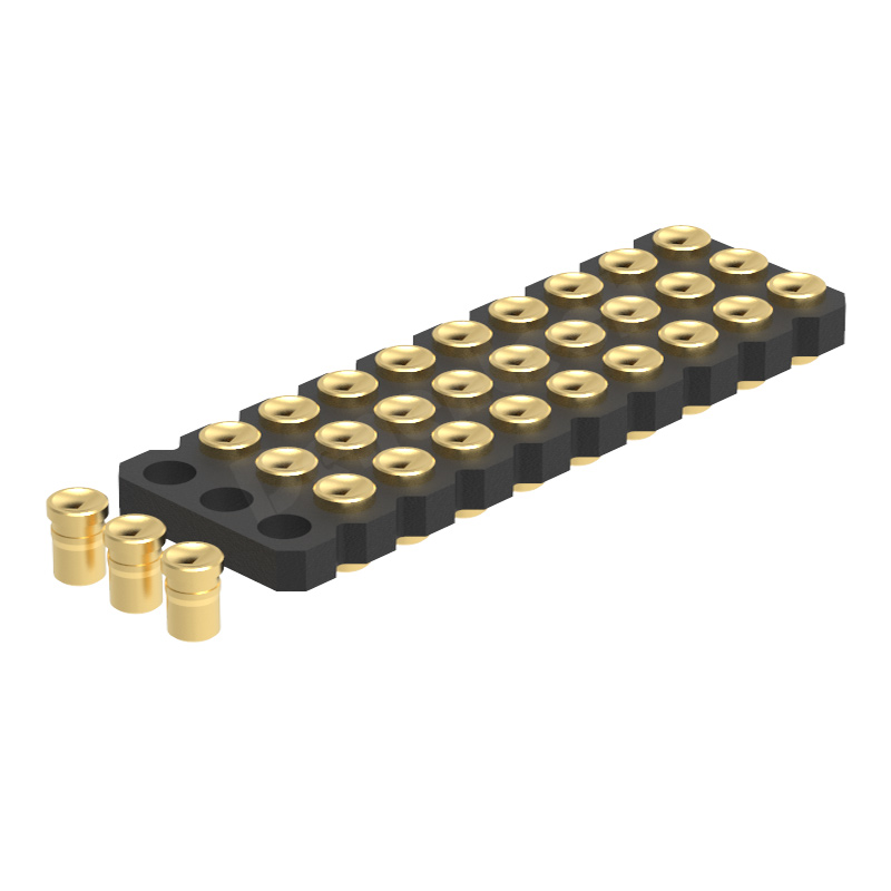 Denentech Factory direct 2.00MM spring pin H1.27 three rows female 180 degree SMT concave pogopin