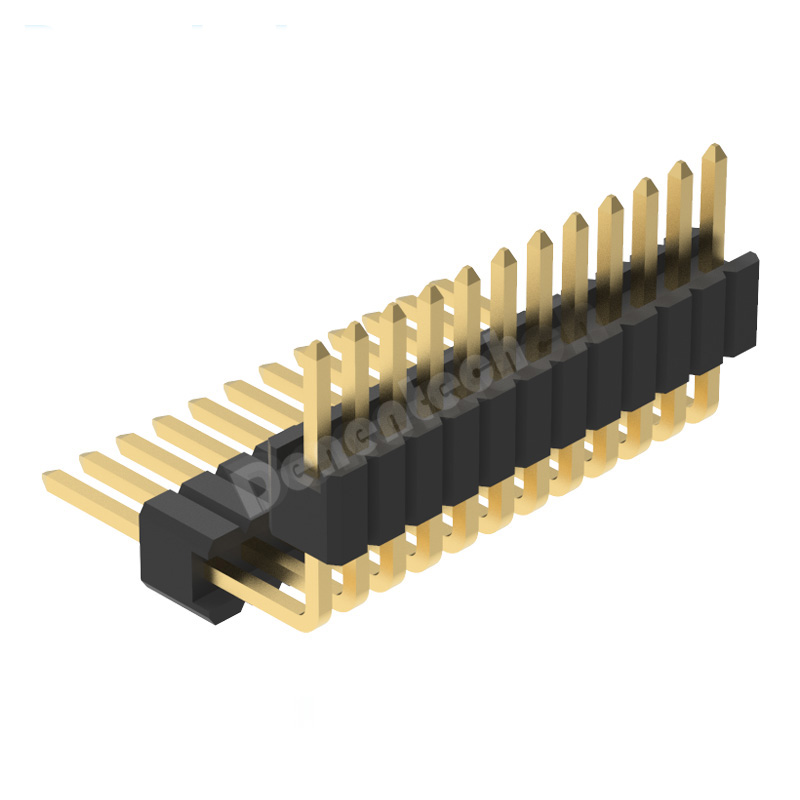 Denentech 1.27mm pin header single row dual plastic board space right angle 