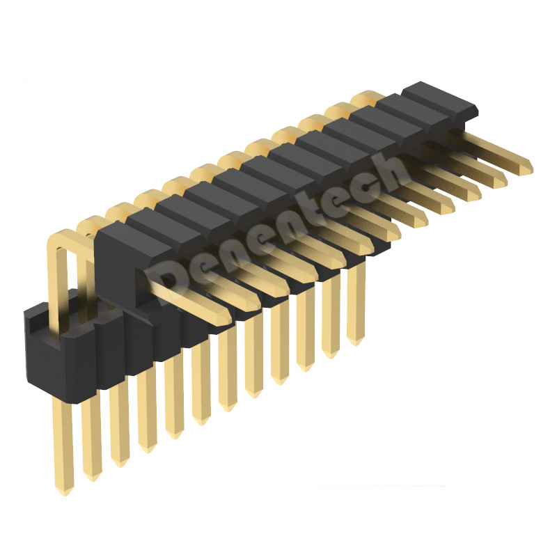 Denentech 1.27mm pin header single row dual plastic board space right angle 