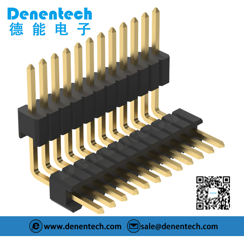 Denentech 1.27mm pin header single row dual plastic board space right angle 