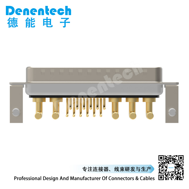 Denentech gold plating 17W2 high power DB connector male right angle DIP pcb power connector d-sub male connector