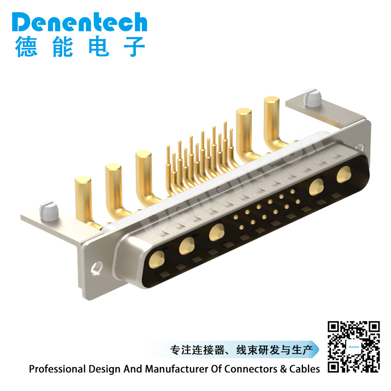 Denentech gold plating 17W2 high power DB connector male right angle DIP pcb power connector d-sub male connector