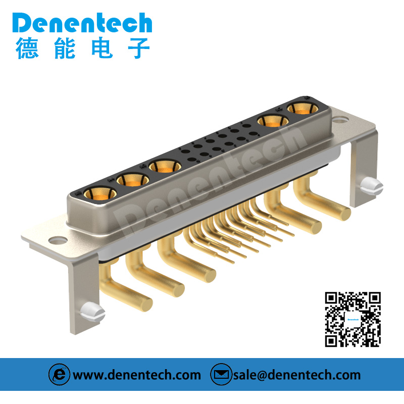 Denentech弯插板的D-sub大电流17W5母座90度插板大电流12+5芯D-SUB连接器D-sub大电流17W5连接器