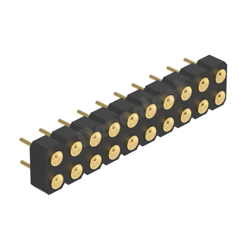 Denentech Factory direct sales 3.0mm pitch H2.5 dual row female straight DIP concave pogo pin connector