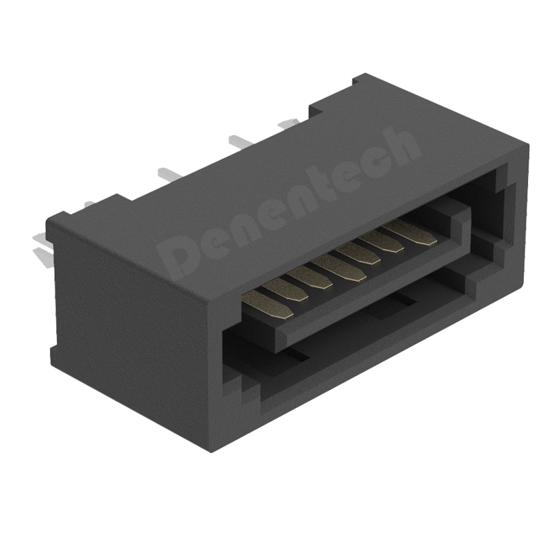 Denentech factory directly supply SATA 7P Male Starght Dual Row DIP Type L sata hdd hard drive connector