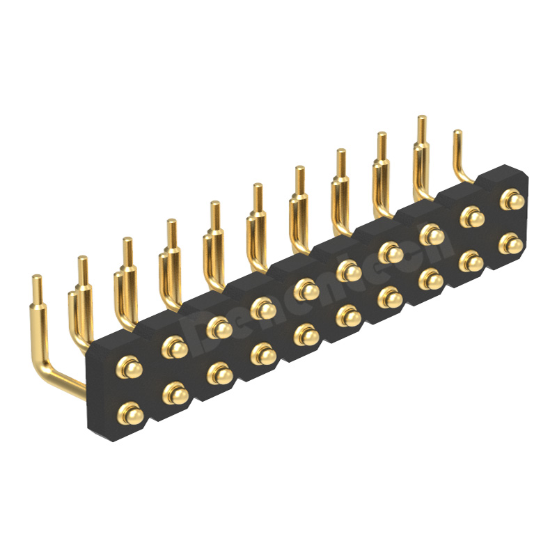 Denentech promotional product 3.0MM H1.27MM dual row male right angle DIP pogo pin connector