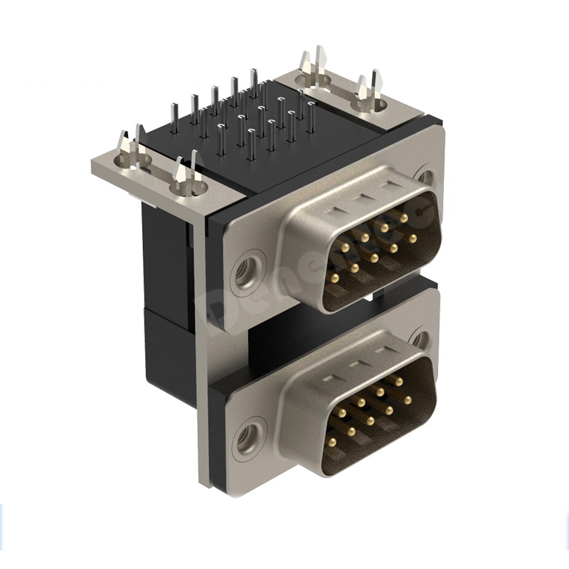 Denentech High quality D-SUB dual port 9P male to 9P male 9pin d-sub connector double d-sub connectors