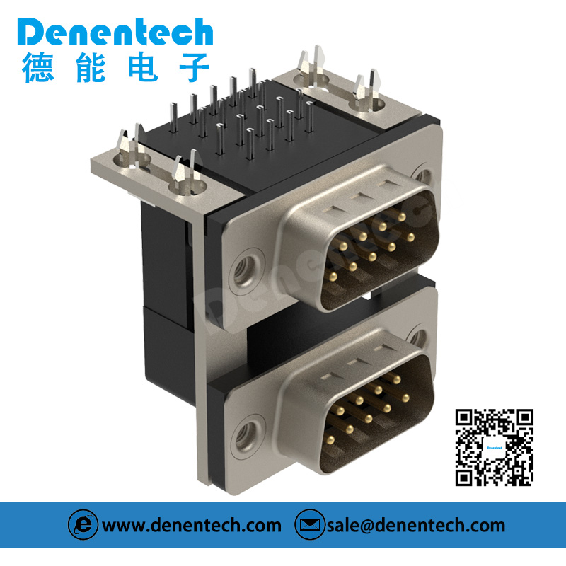 Denentech 高品质的D-SUB双胞胎9P公座对9P公座双层连体连接器