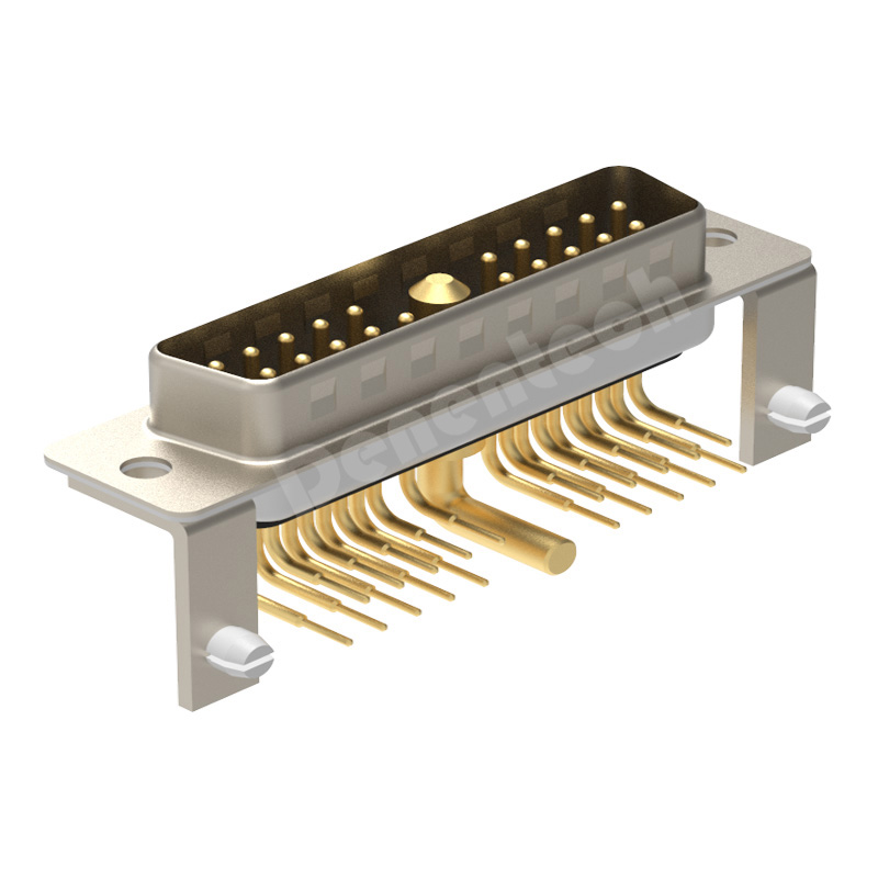 Denentech Gold plated solid core pin 21W1 high power DB connector male right angle DIP waterproof power connector d-sub connectors