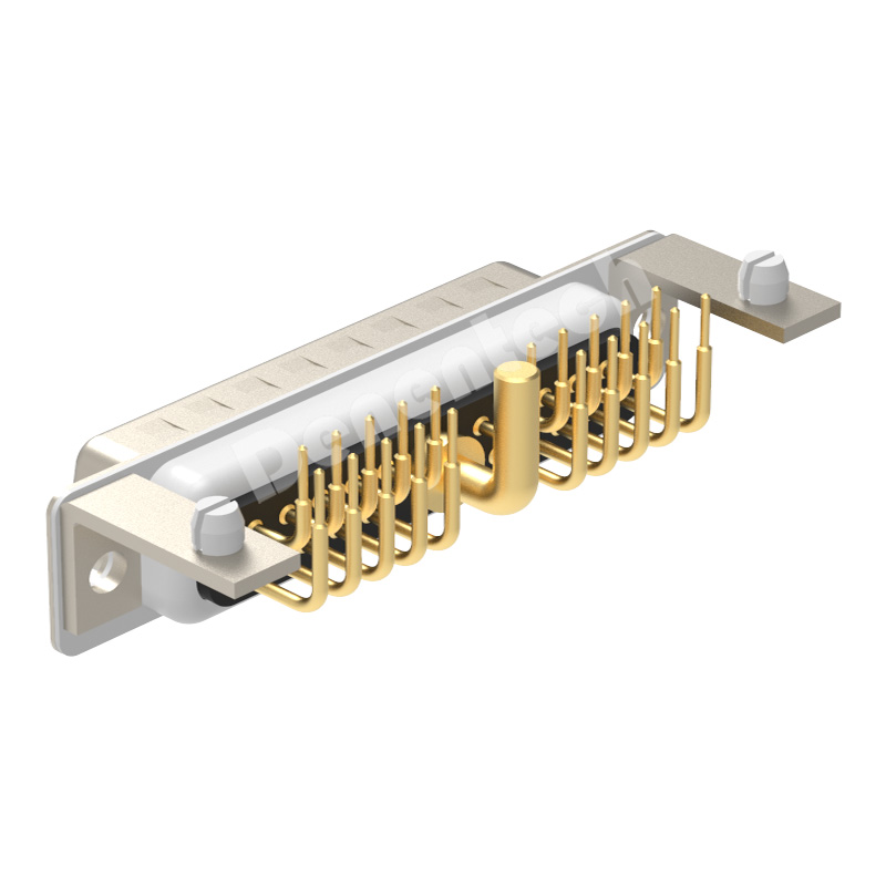 Denentech Gold plated solid core pin 21W1 high power DB connector male right angle DIP waterproof power connector d-sub connectors