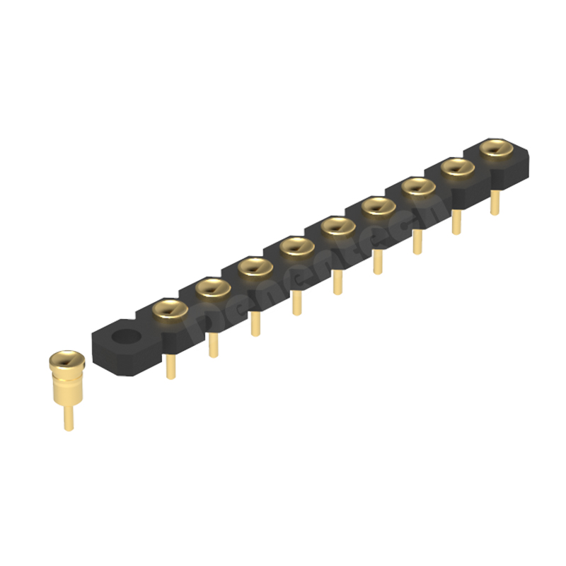 Denentech Factory direct sales 3.0mm pitch H1.27 single row female straight DIP concave pogo pin connector