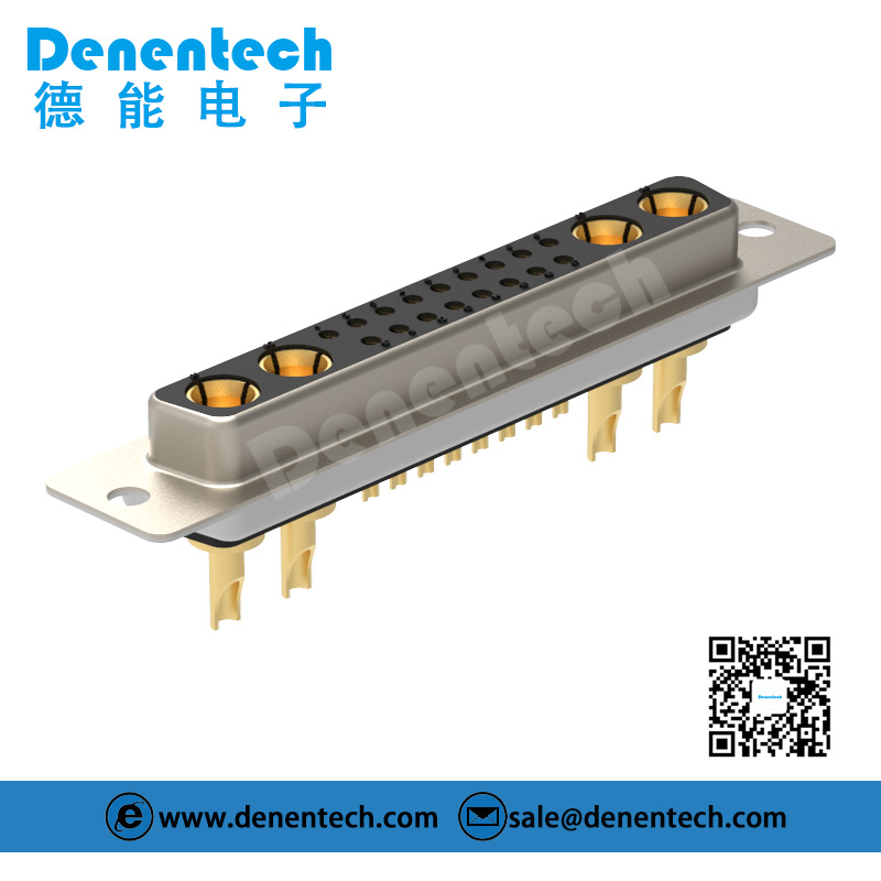 Denentech high quality 21W4 high power DB connector female power 4 pin connector plug solder d-sub connector