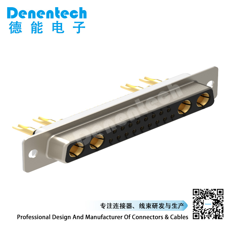 Denentech high quality 21W4 high power DB connector female power 4 pin connector plug solder d-sub connector