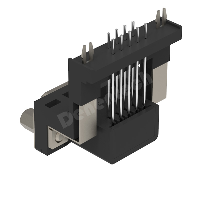 Denentech Factory direct sales D-SUB DR 9P male elevated rivet DIP with screw male pcb d-sub connector