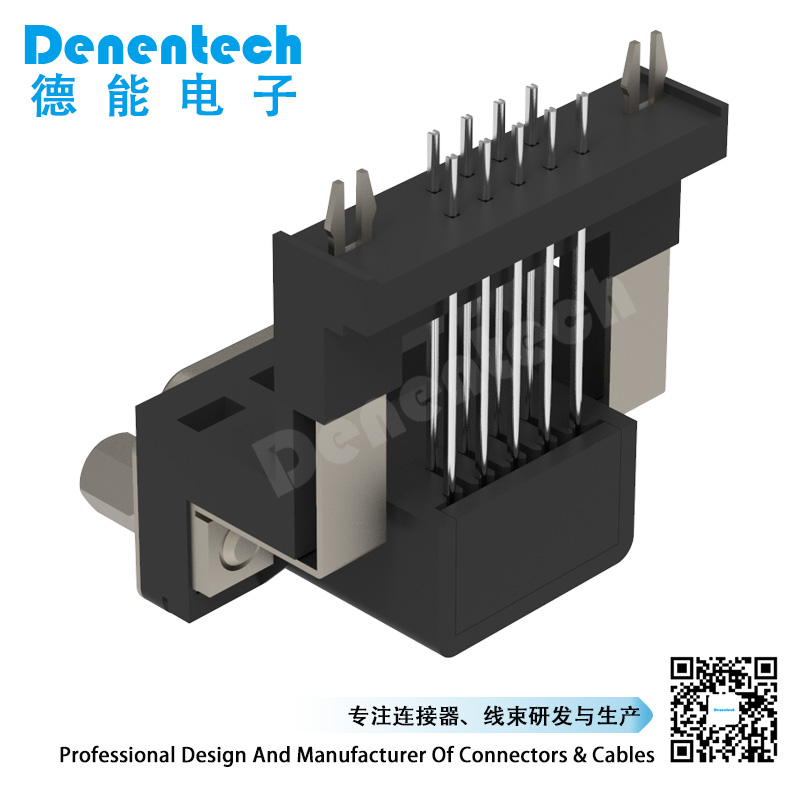 Denentech Factory direct sales D-SUB DR 9P male elevated rivet DIP with screw male pcb d-sub connector