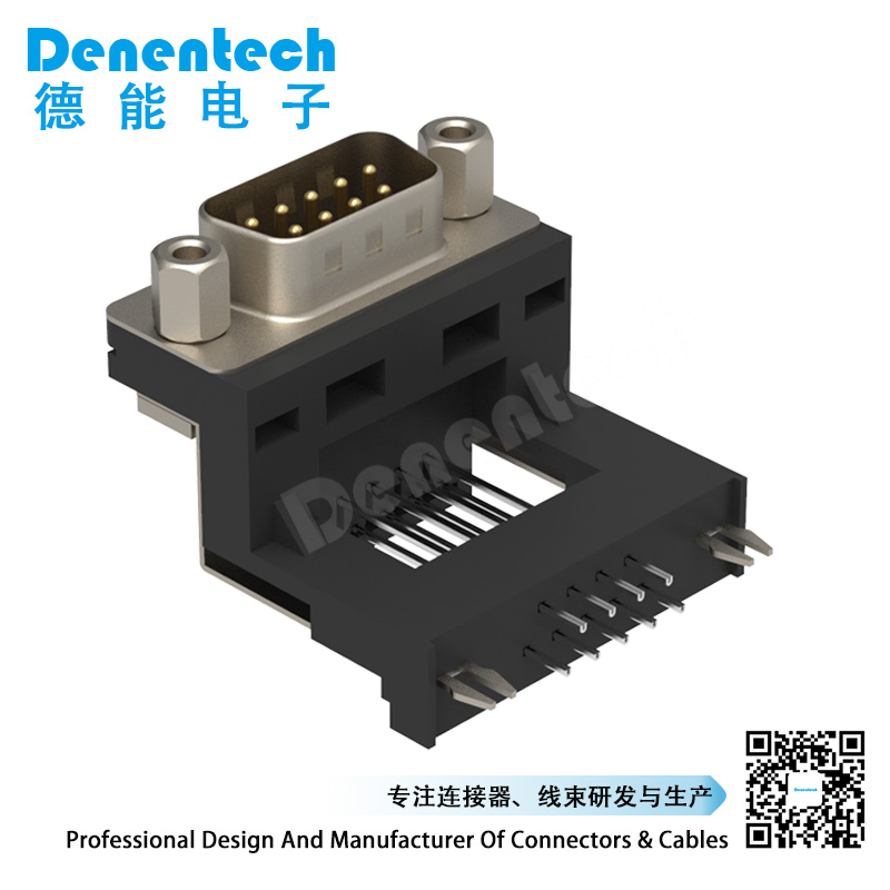 Denentech Factory direct sales D-SUB DR 9P male elevated rivet DIP with screw male pcb d-sub connector