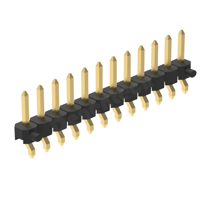 Denentech 2.54 mm pin header single row SMT right angle with peg pin header 2.54mm male header conector, smt type