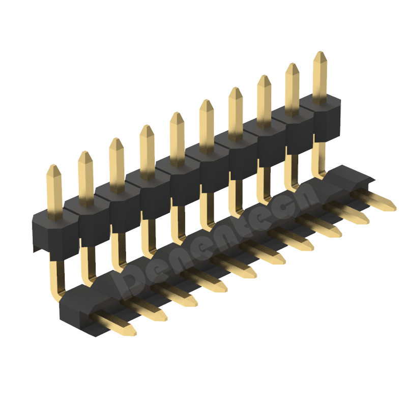 Denentech 2.54mm pin header single row dual plastic board space right angle pin header connector