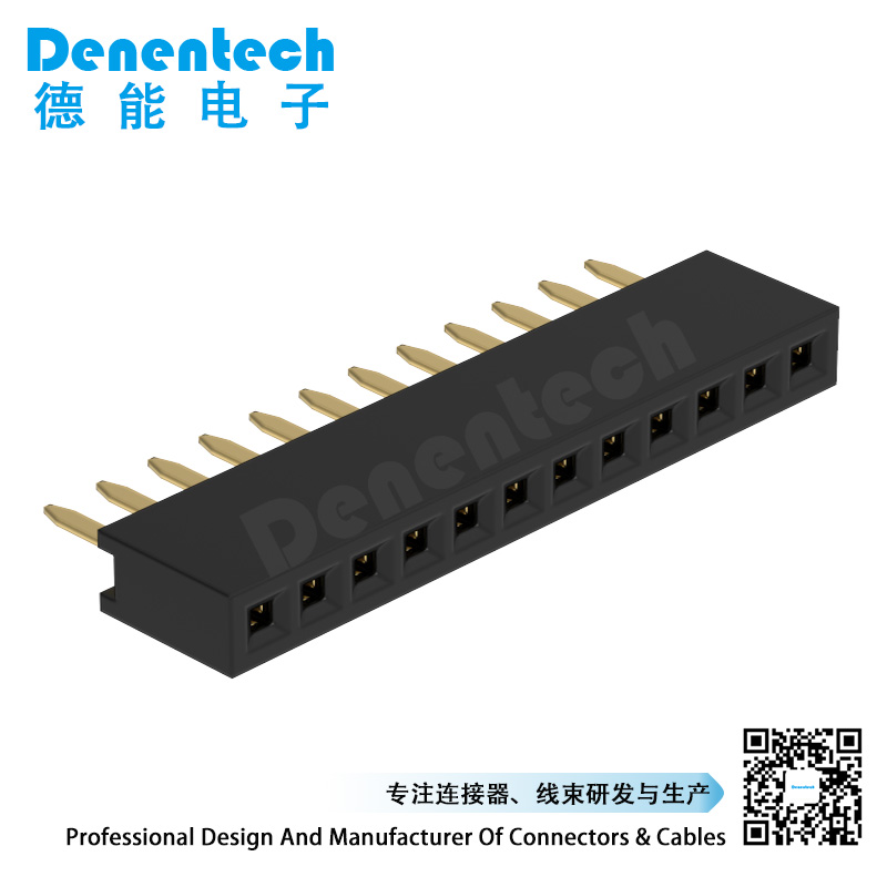 Denentech low price 1.27MM H3.4MM single row straight DIP female header connector
