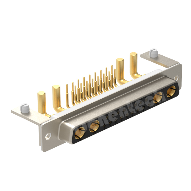 Denentech gold plating 21W4 high power DB connector female right angle DIP power connector plug d-sub connectors