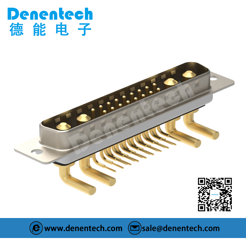 Denentech waterproof 21W4 high power DB connector male right angle DIP power connector 4 pin d-sub connectors