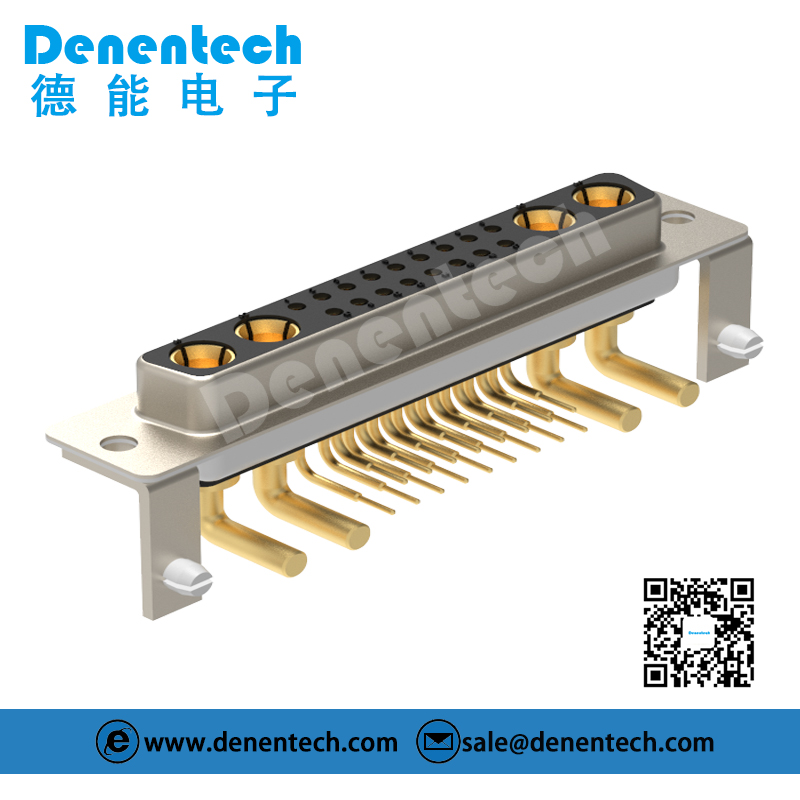 Denentech gold plating 21W4 high power DB connector female right angle DIP power connector plug d-sub connectors