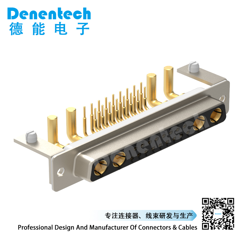 Denentech gold plating 21W4 high power DB connector female right angle DIP power connector plug d-sub connectors