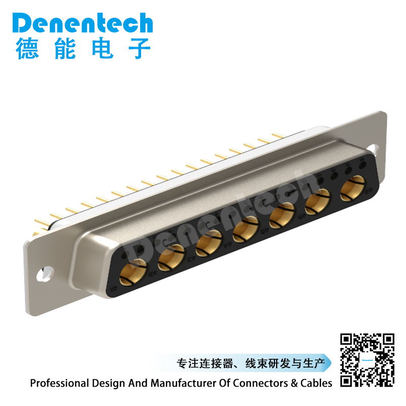 Denentech custom 24W7 high power DB connector female straight SIP pcb power connectors female d-sub connector