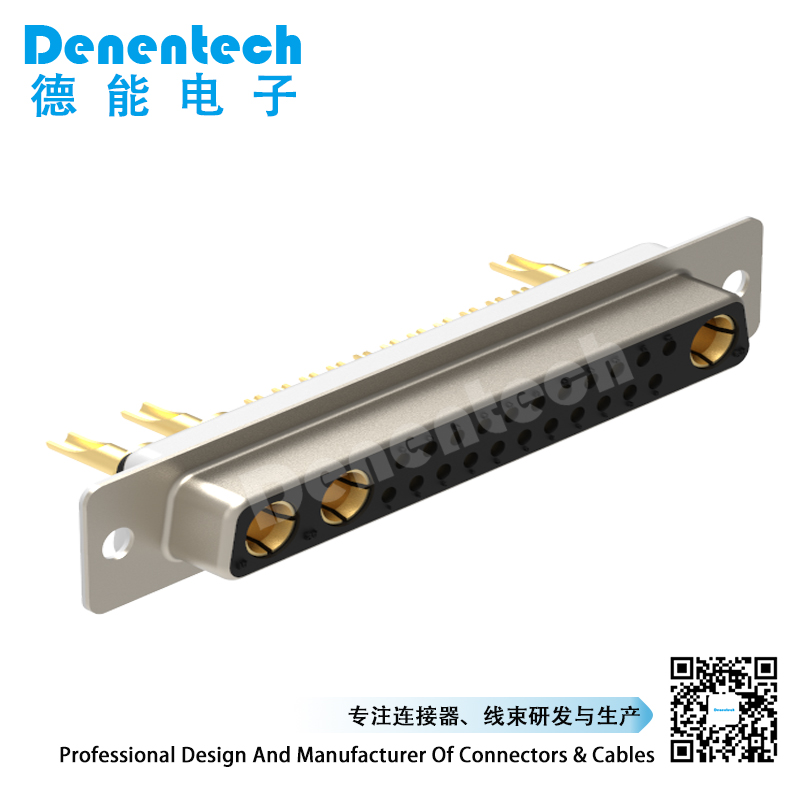 Denentech high quality 25W3 high power DB connector female solder d-sub connector high current power connector