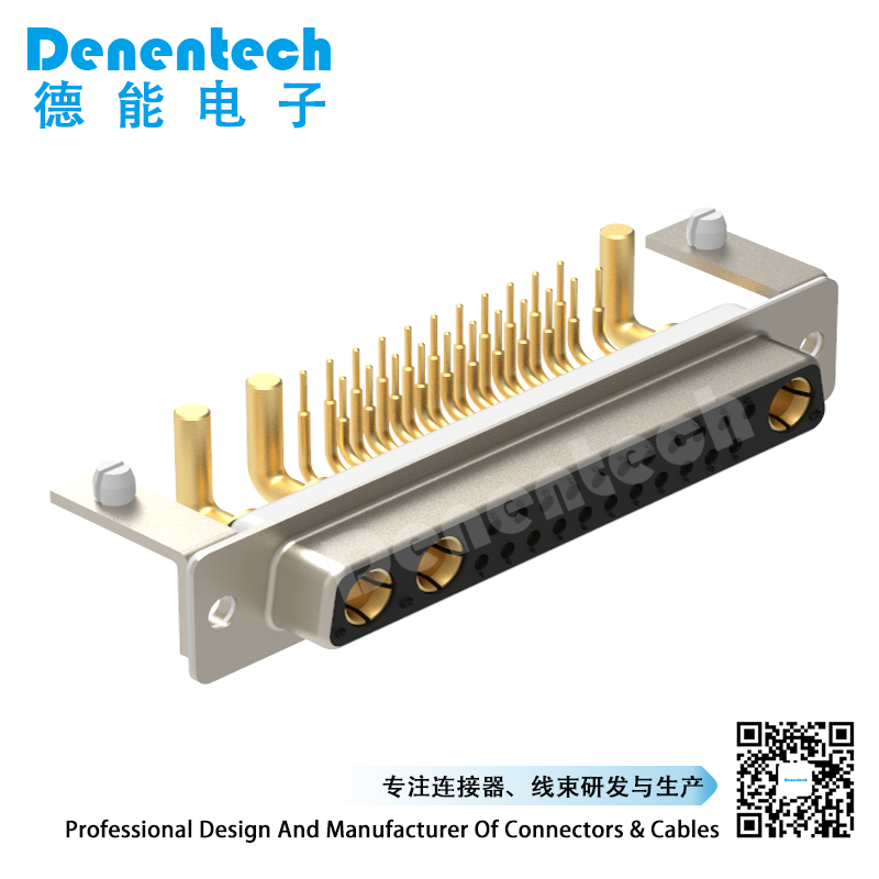 Denentech high quality 25W3 high power DB connector female right angle DIP high current power connector