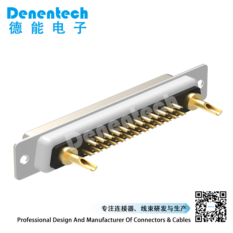 Denentech rectangular high current D-SUB 27W2 high power DB connector female power connector solder d-sub connector