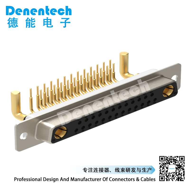 Denentech gold plating 27W2 high power DB connector female right angle DIP high current power connector d-sub connectors