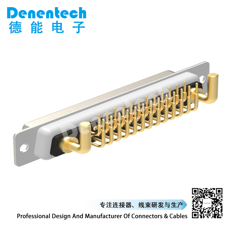 Denentech gold plating 27W2 high power DB connector female right angle DIP high current power connector d-sub connectors