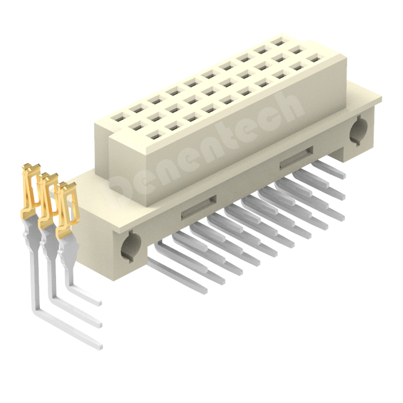 Denentech accept customized 2.54MM triple row female right angle DIP DIN41612 connector